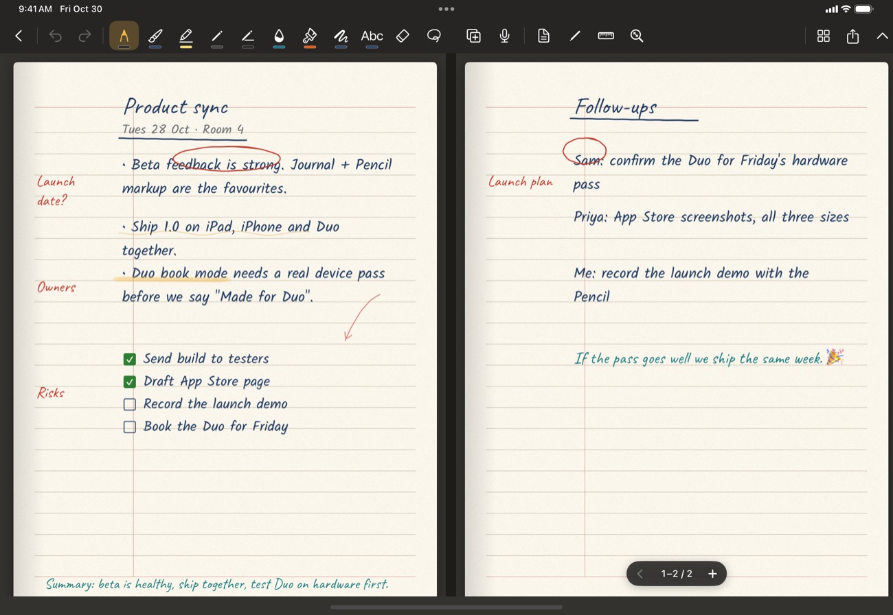 Book mode: a two-page spread